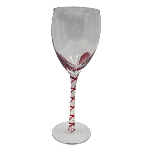 4 pc Pier 1 Red Swirl Line Swirline Stem Wine Glasses 9" high Party Gift - Picture 2 of 8